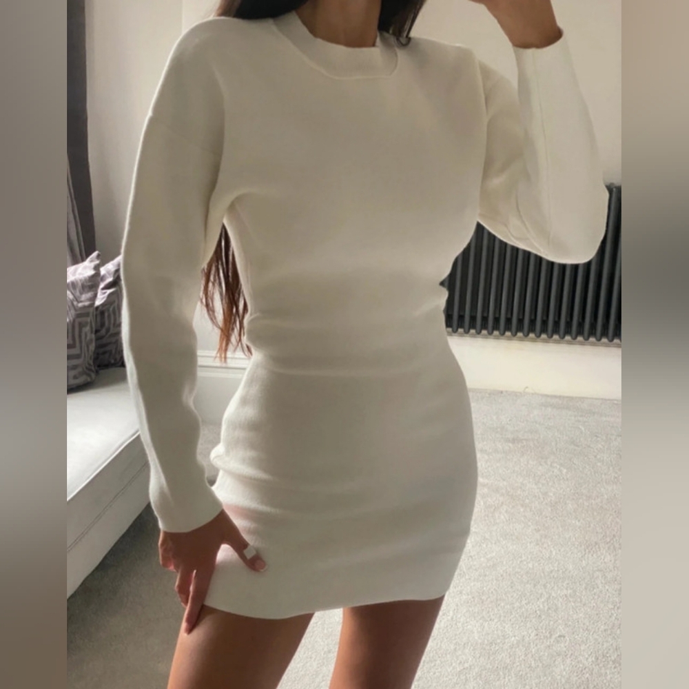 Zara cream knit dress